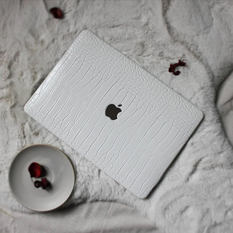 White Crocodile Leather Macbook Case