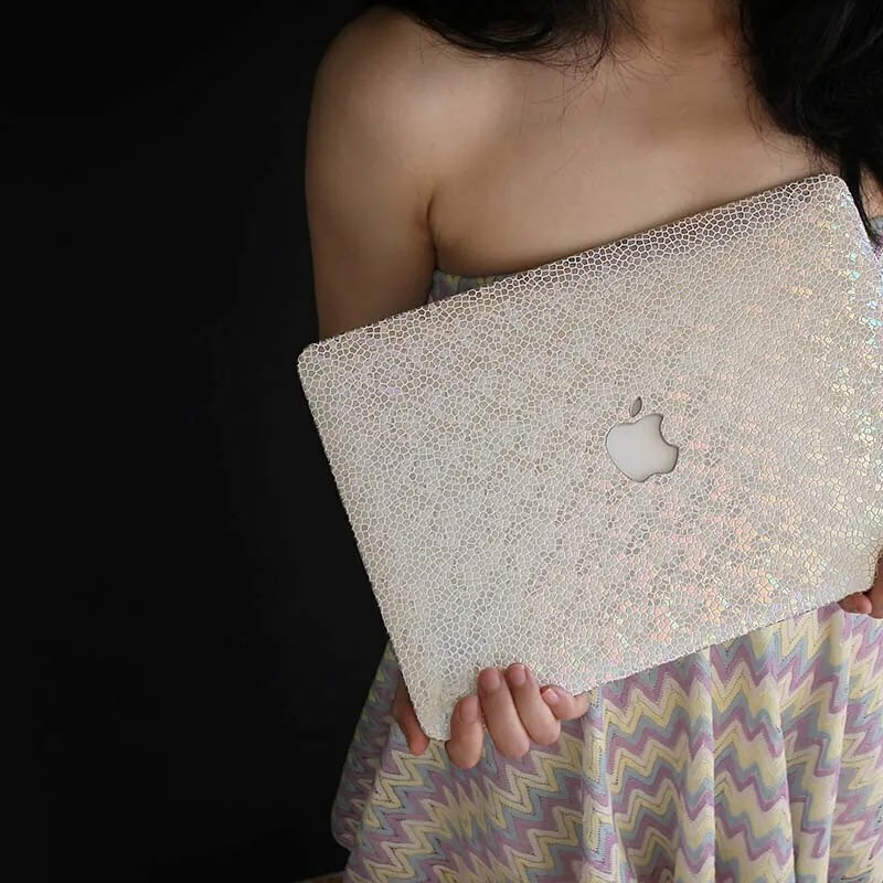 Silver Gradient Color Leather Macbook Case