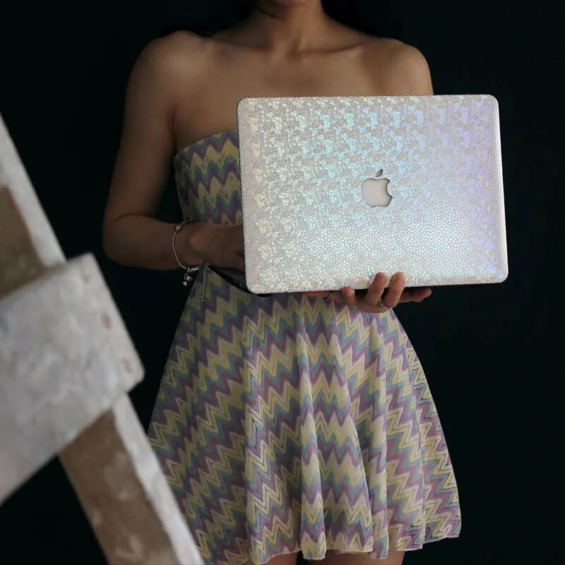 Silver Gradient Color Leather Macbook Case