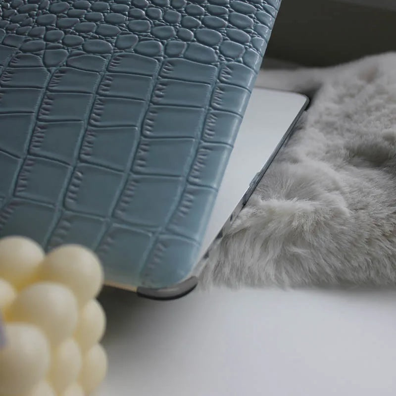 Sea Foam Crocodile Leather Macbook Case