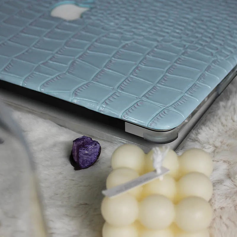 Sea Foam Crocodile Leather Macbook Case