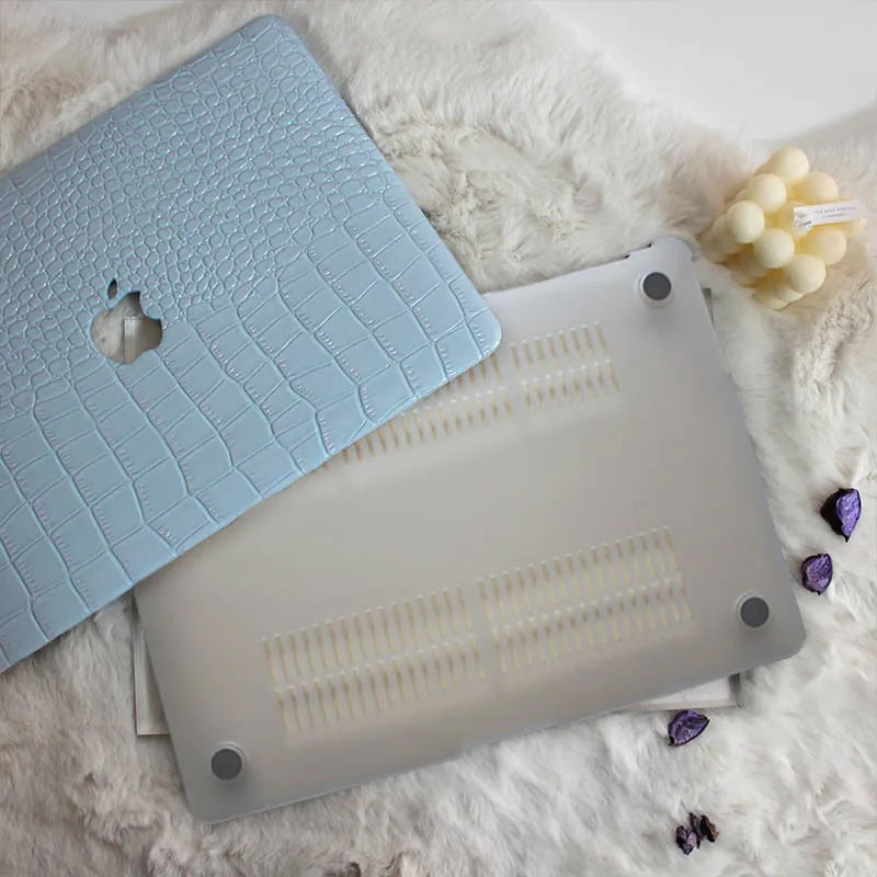 Sea Foam Crocodile Leather Macbook Case