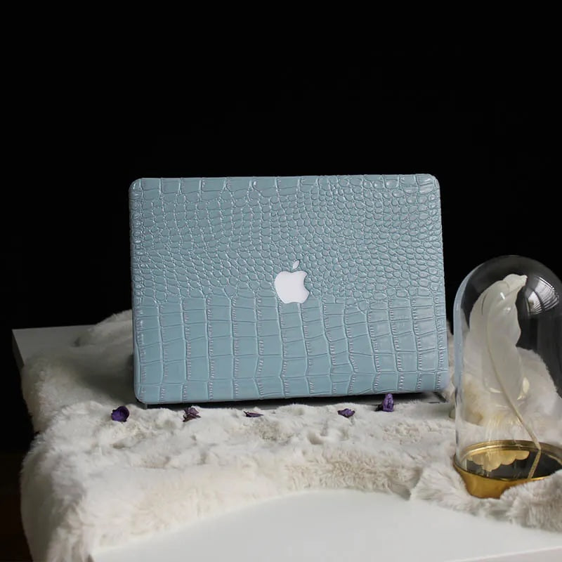 Sea Foam Crocodile Leather Macbook Case