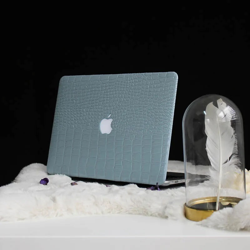 Sea Foam Crocodile Leather Macbook Case