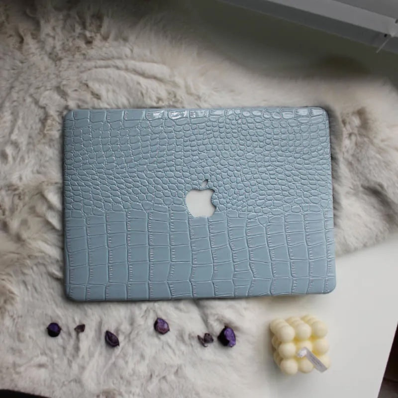 Sea Foam Crocodile Leather Macbook Case