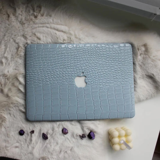 Sea Foam Crocodile Leather Macbook Case