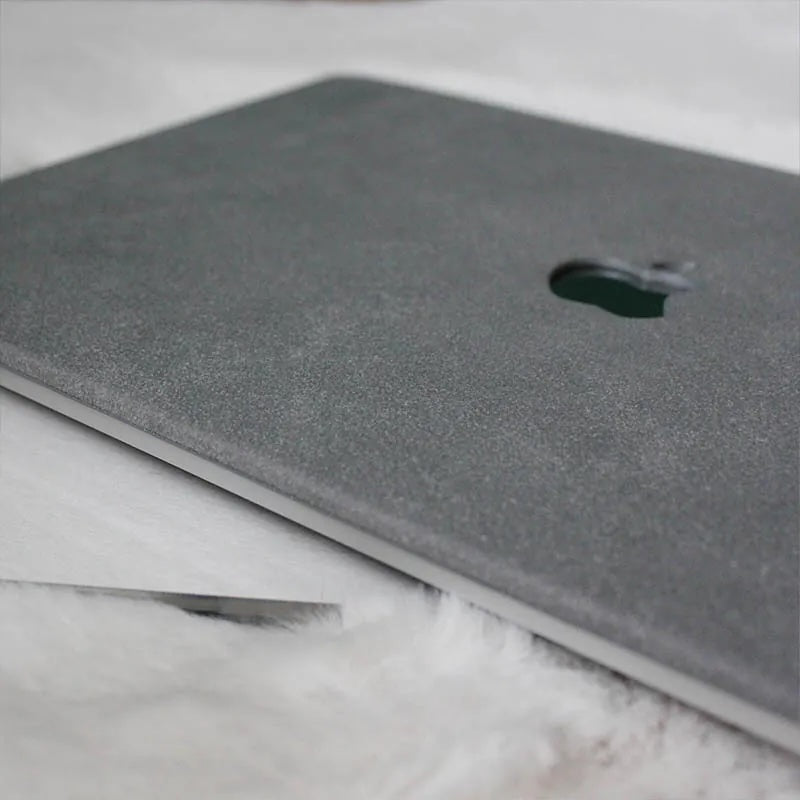 Grey Suede Leather Macbook Case