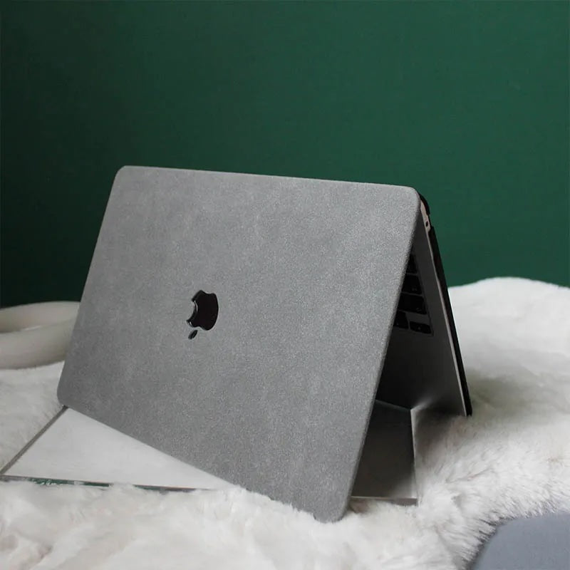 Grey Suede Leather Macbook Case