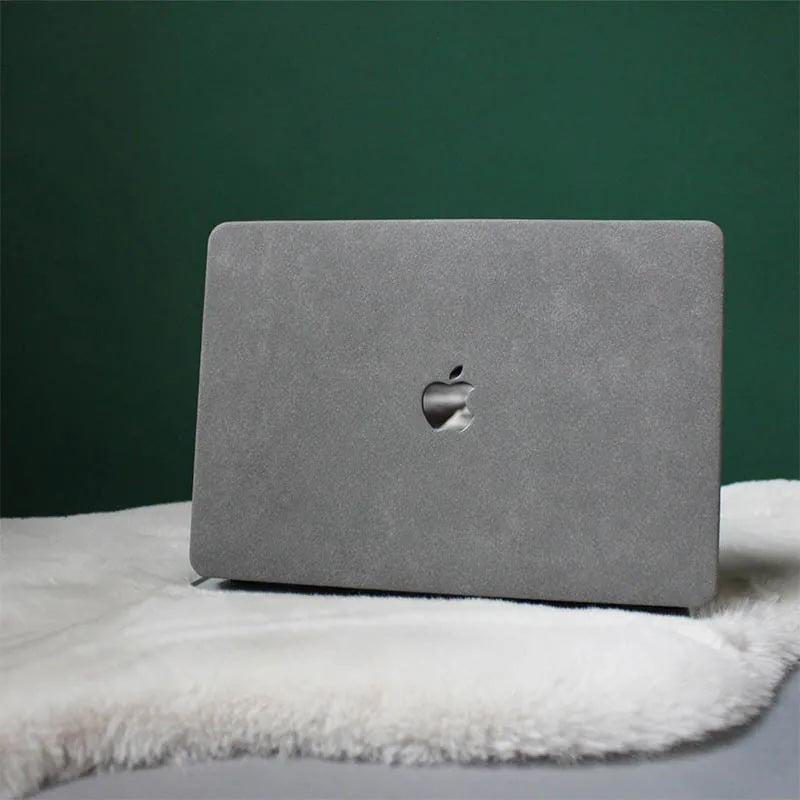Grey Suede Leather Macbook Case