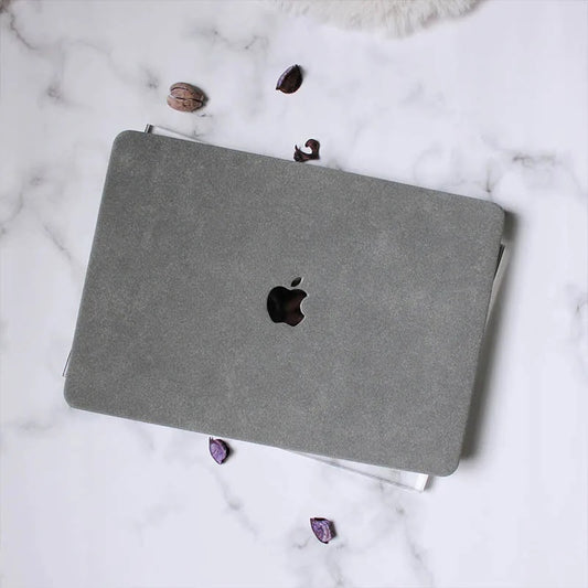 Grey Suede Leather Macbook Case