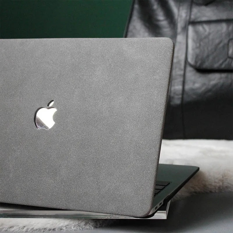 Grey Suede Leather Macbook Case