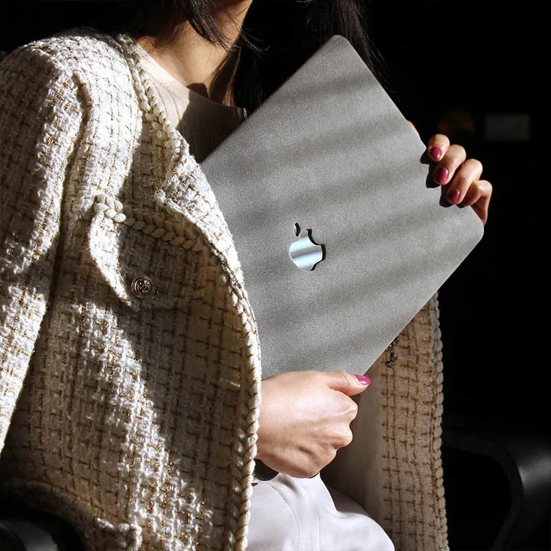 Grey Suede Leather Macbook Case
