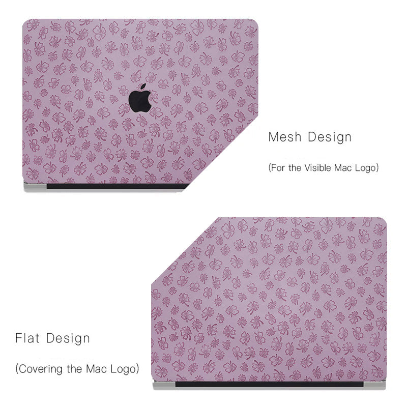 Clover Embossing Lilac Leather Macbook Case