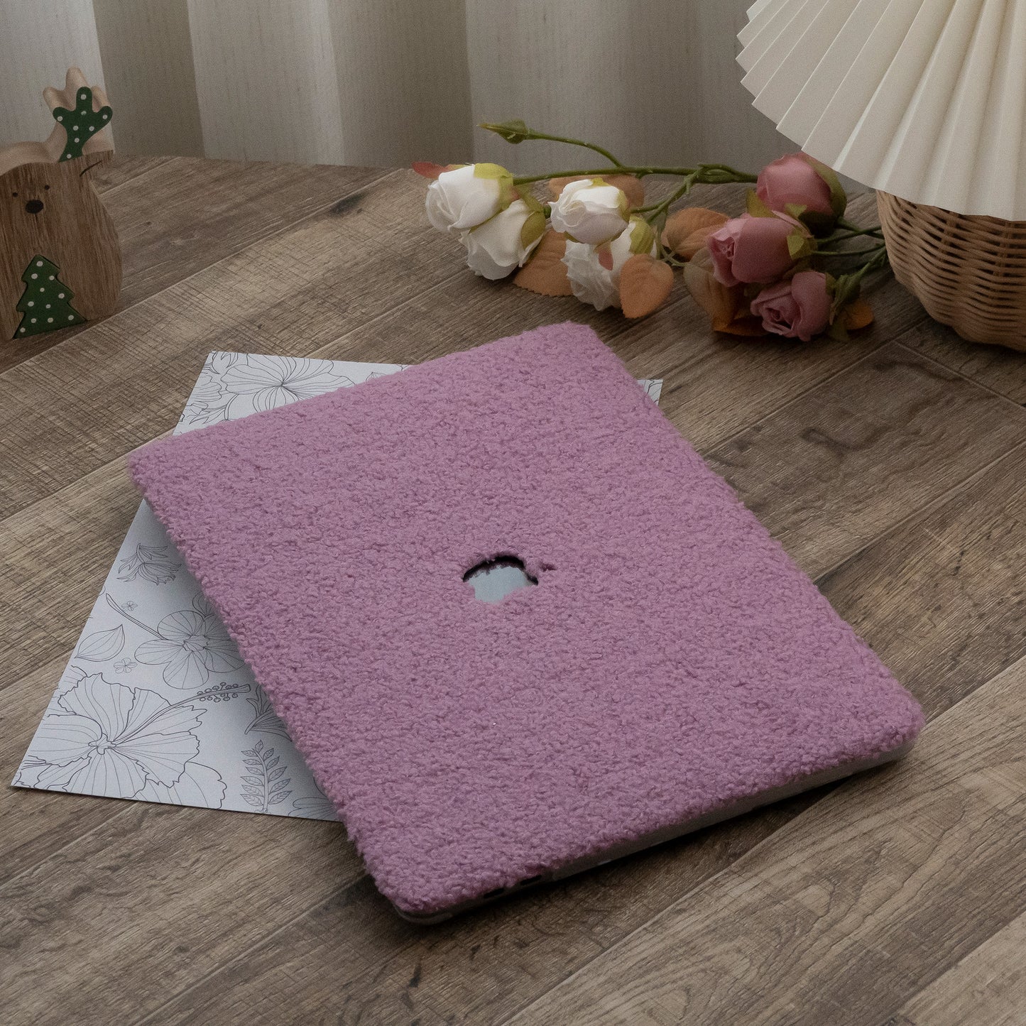 Teddy Fleece, Cardamom Purple Textured Leather Mac Case