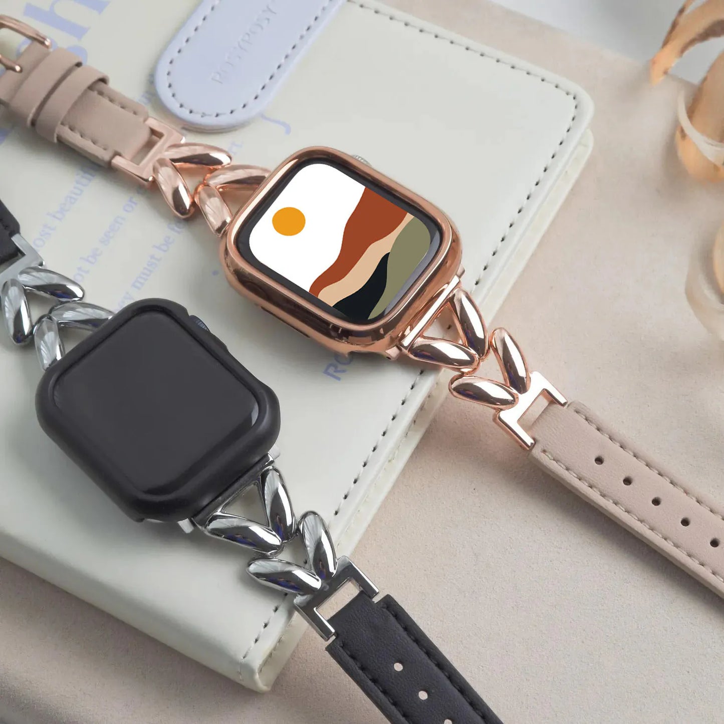 Heart-shaped Twisted Leather Mix Apple Watch Band
