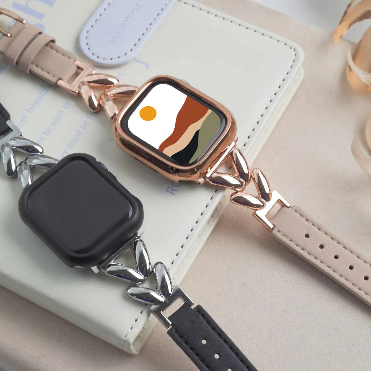 Heart-shaped Twisted Leather Mix Apple Watch Band