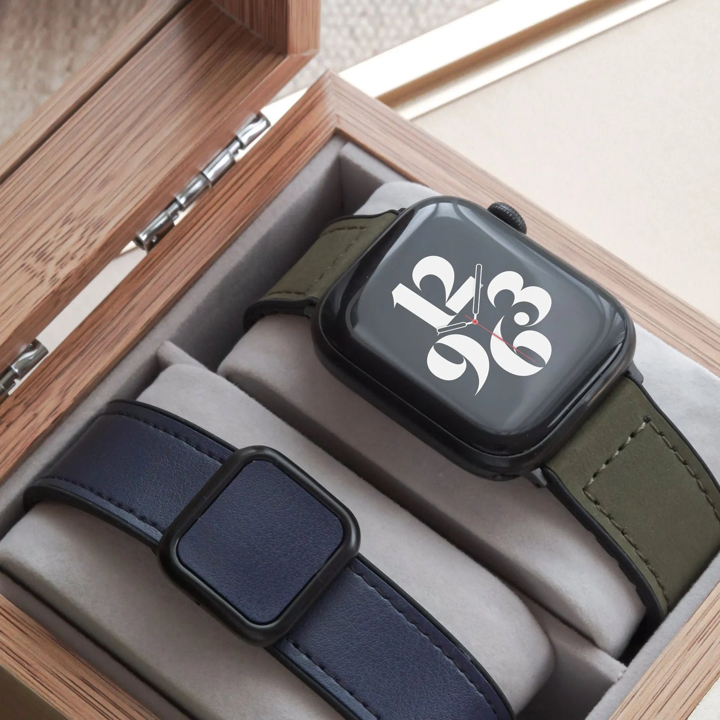 Leather Silicone Magnetic Buckle Apple Watch Band