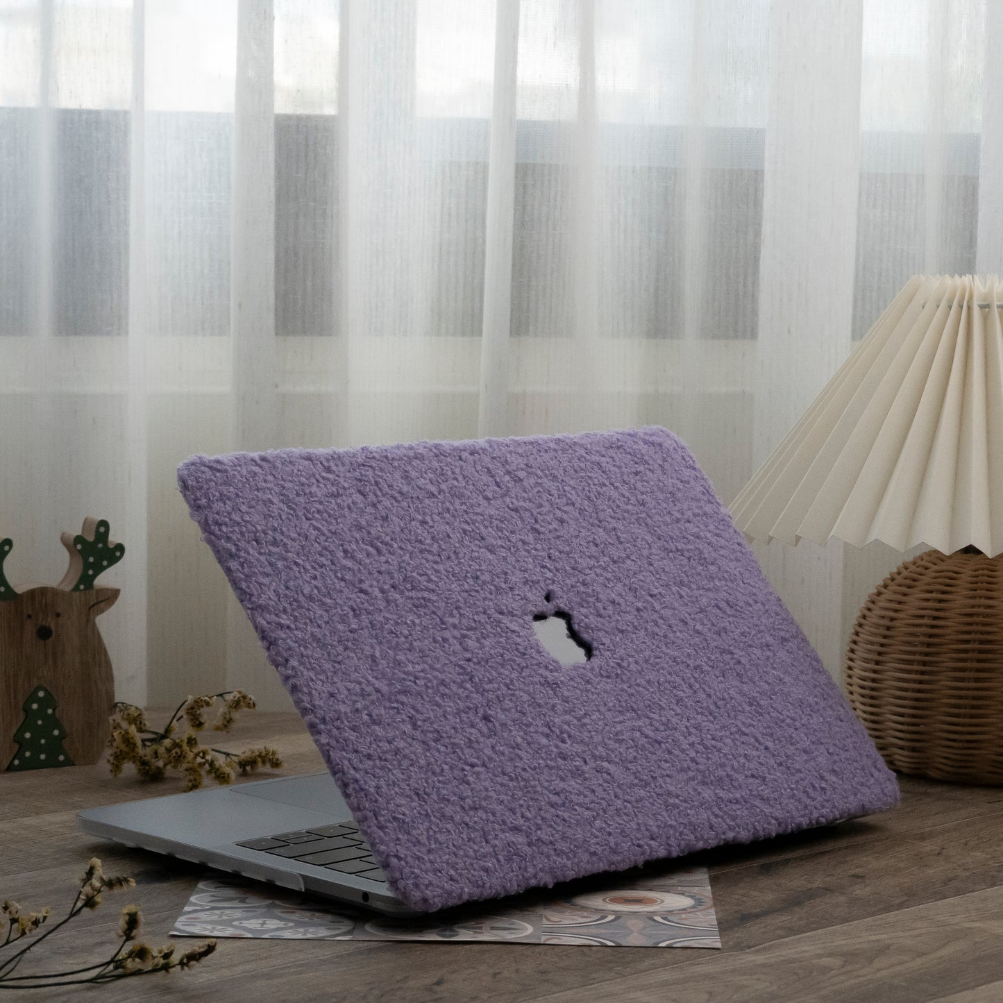 Teddy Fleece, Bellflower Purple Textured Leather Mac Case