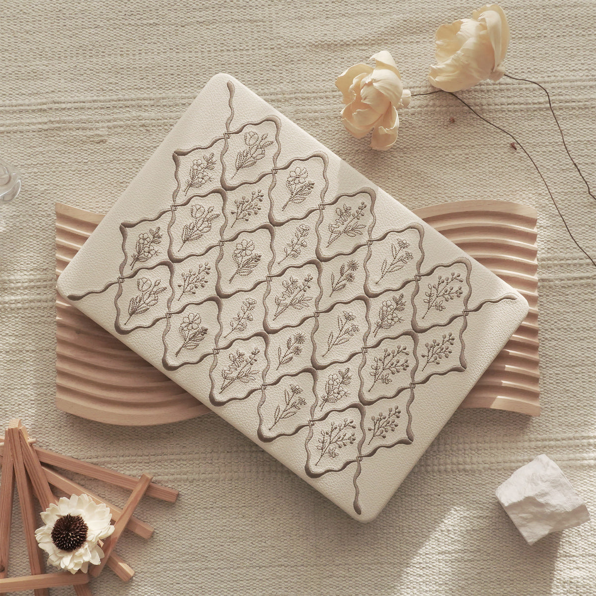 Embossed Flora Dark Brown MacBook Case