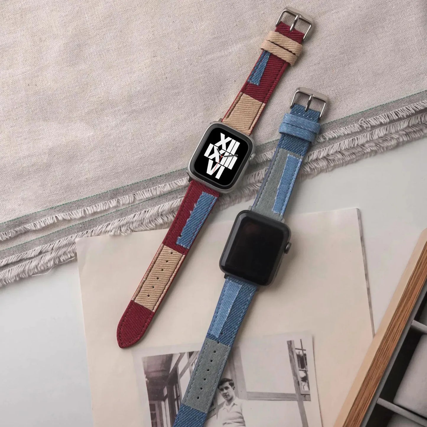 Denim Collage Colorful Apple Watch Band