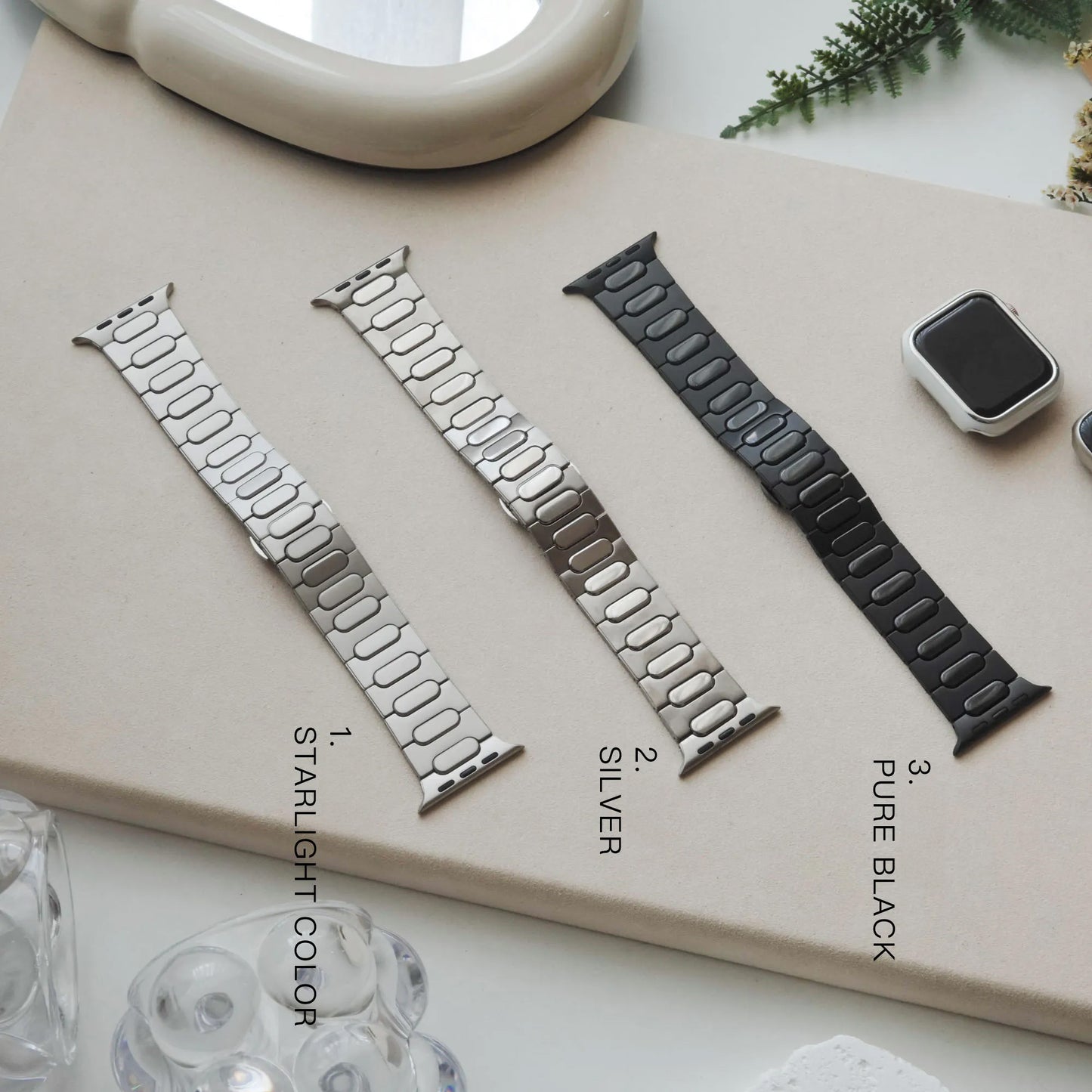 Carter Titanium Texture Butterfly Clasp Apple Watch strap