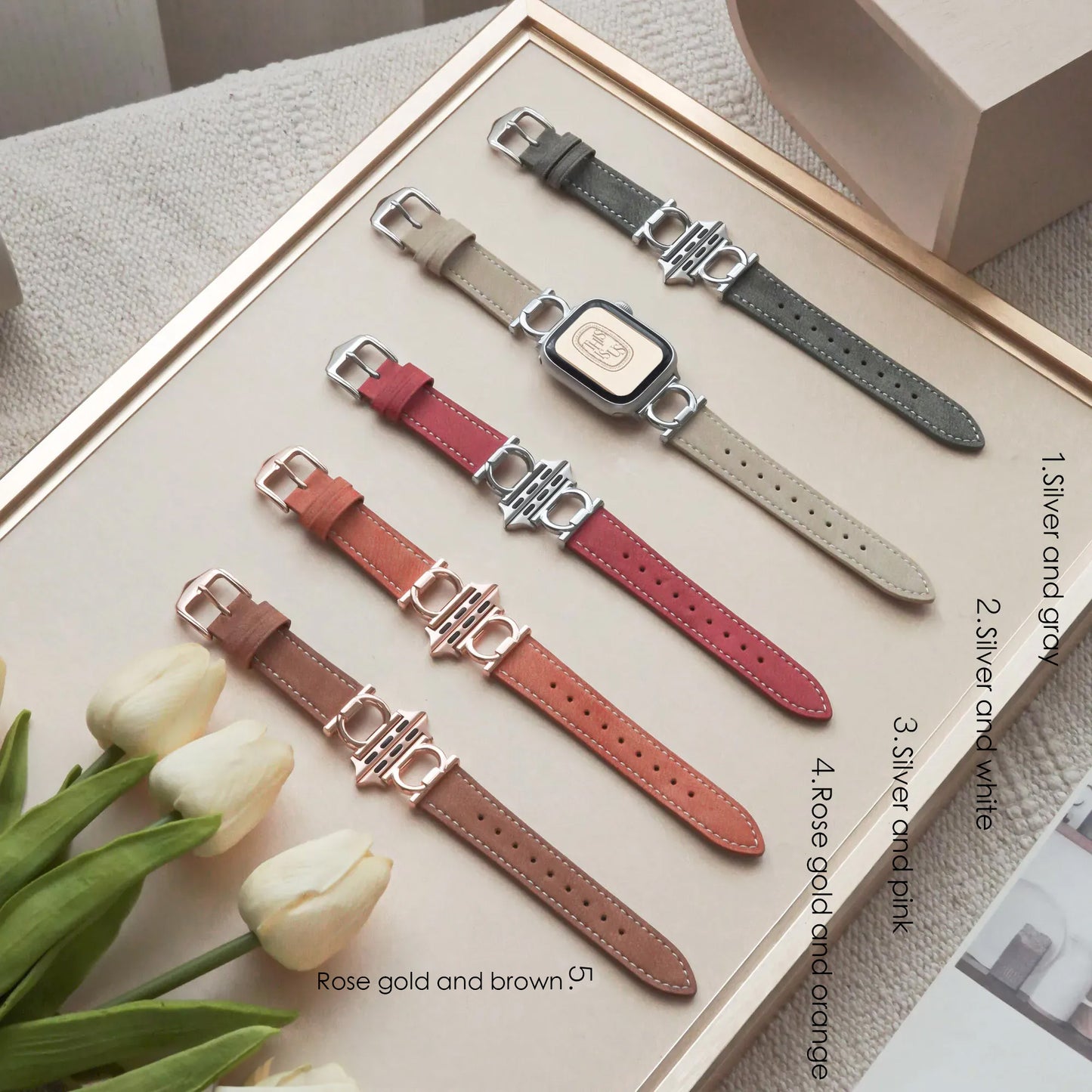Circular Design Leather Apple Watch Band