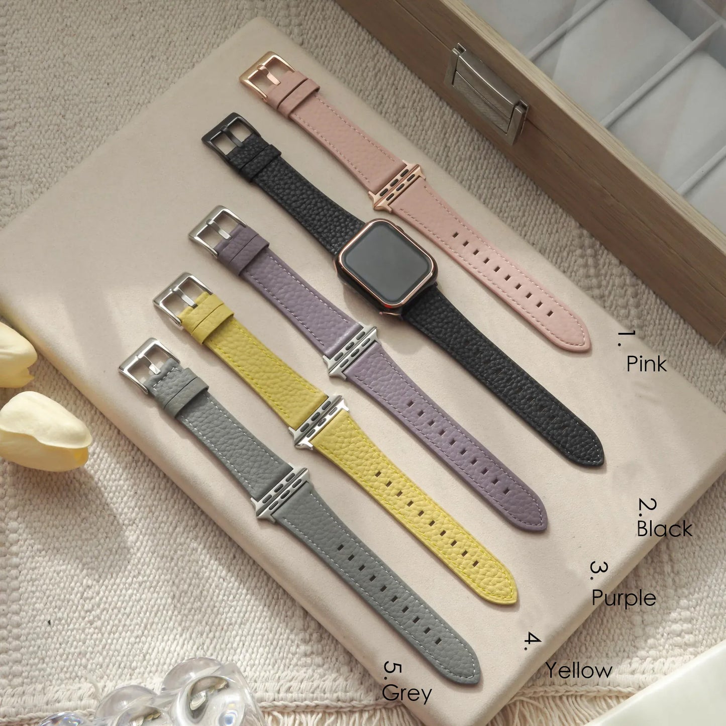 Classic Lychee Grain Leather Apple Watch Band