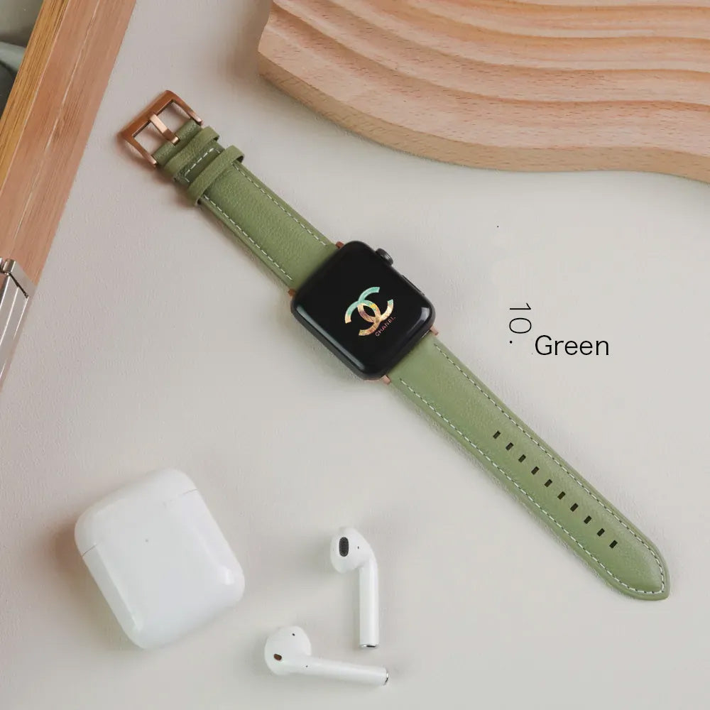 Classic Sewing Leather Apple Watch Band