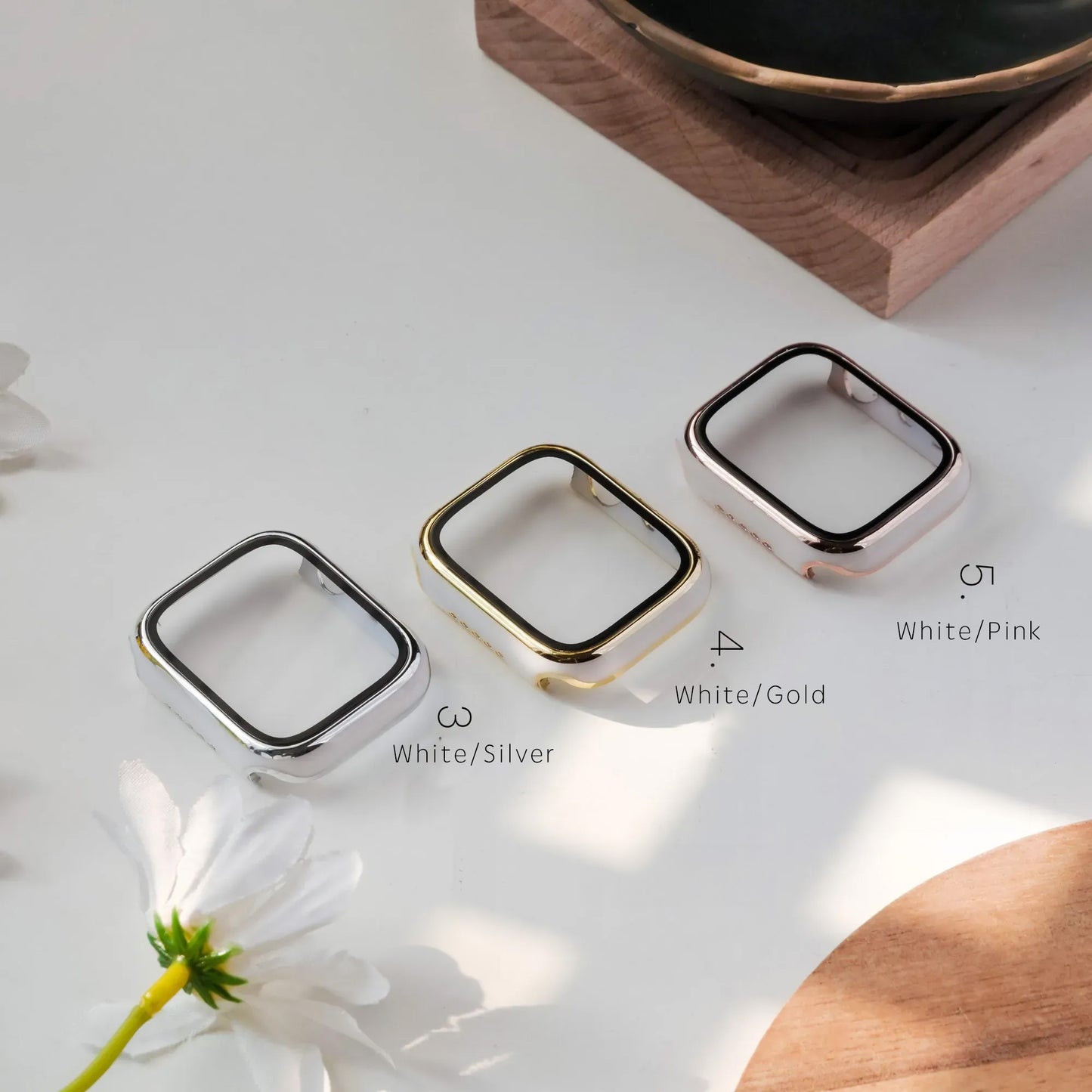 Cloisonné style Protective Case/Tempered Film Combo & Apple Watch Protective Case