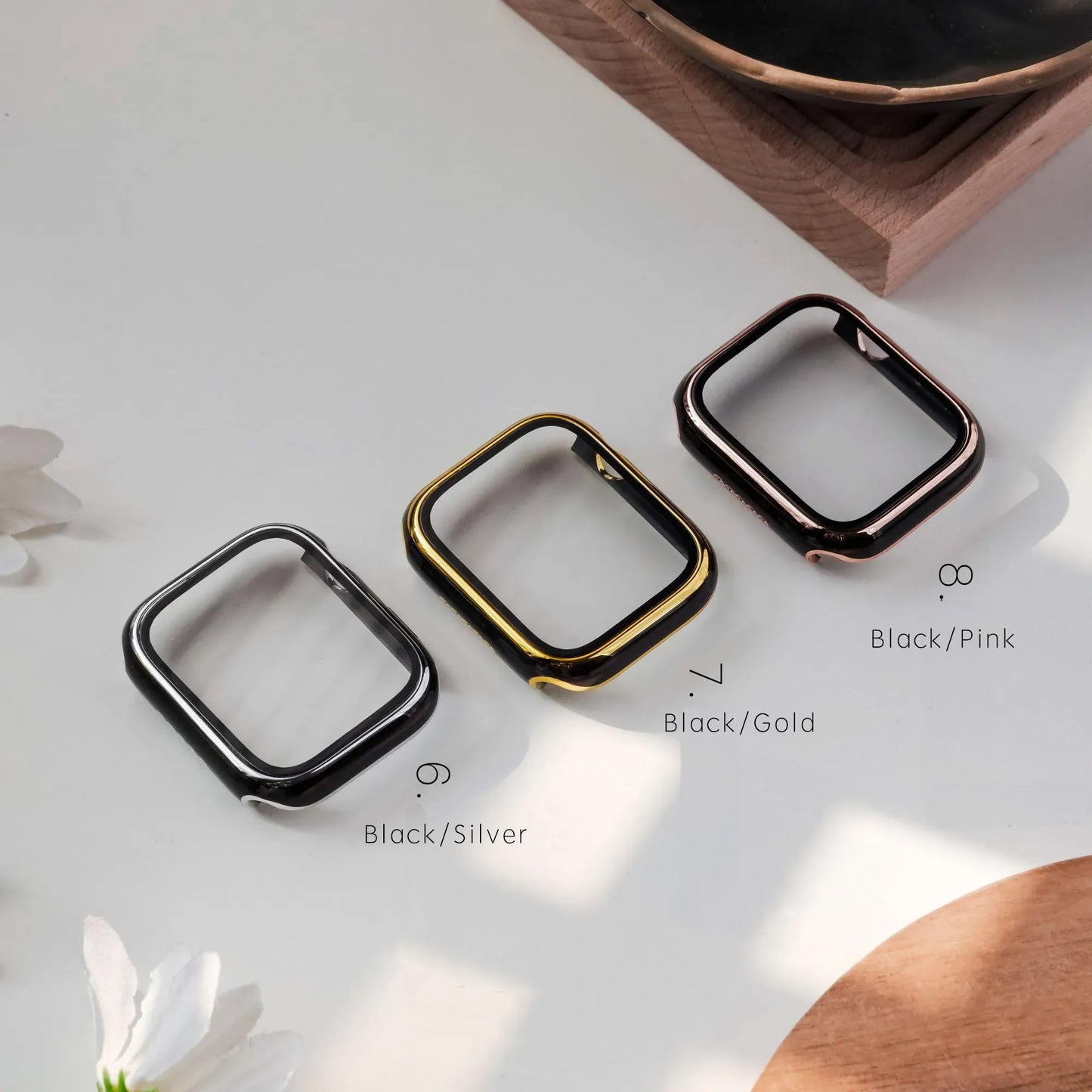 Cloisonné style Protective Case/Tempered Film Combo & Apple Watch Protective Case