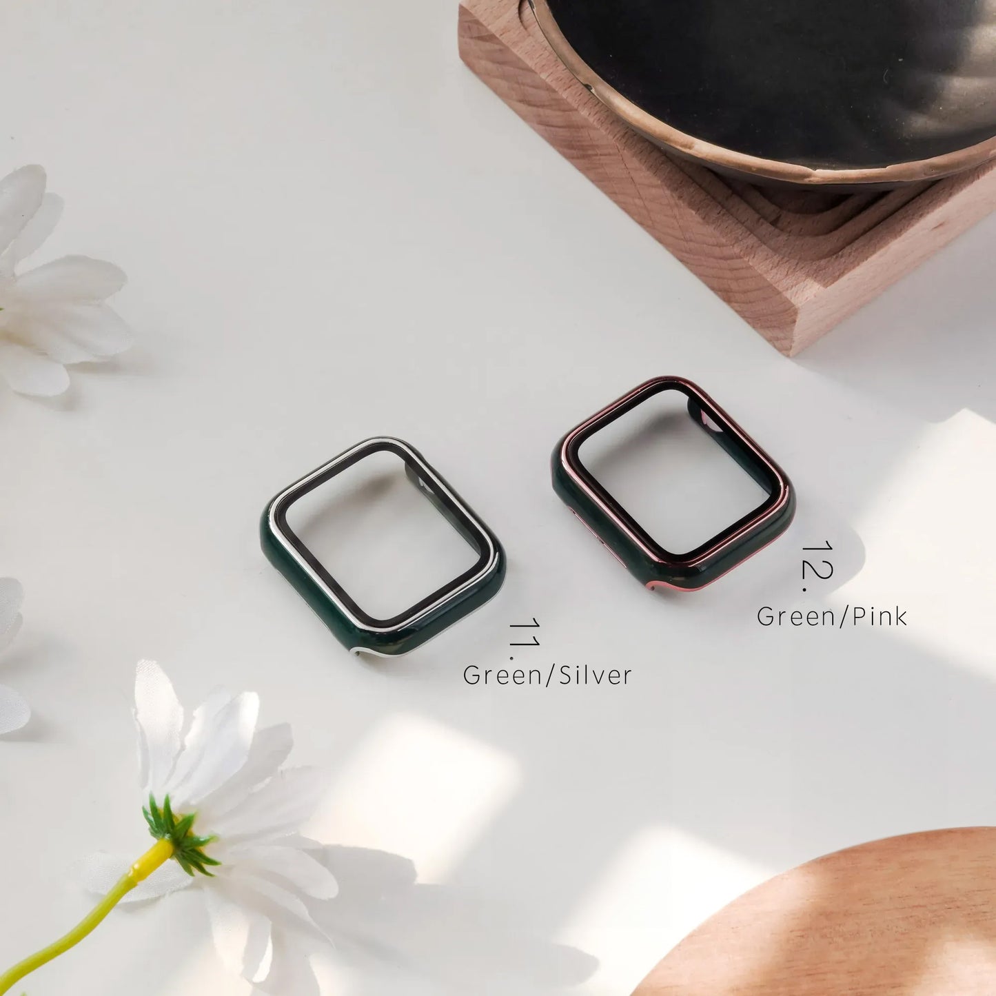 Cloisonné style Protective Case/Tempered Film Combo & Apple Watch Protective Case