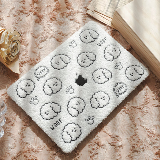 This is us designer-style teddy fleece ♾ little white dog premium leather Macbook case