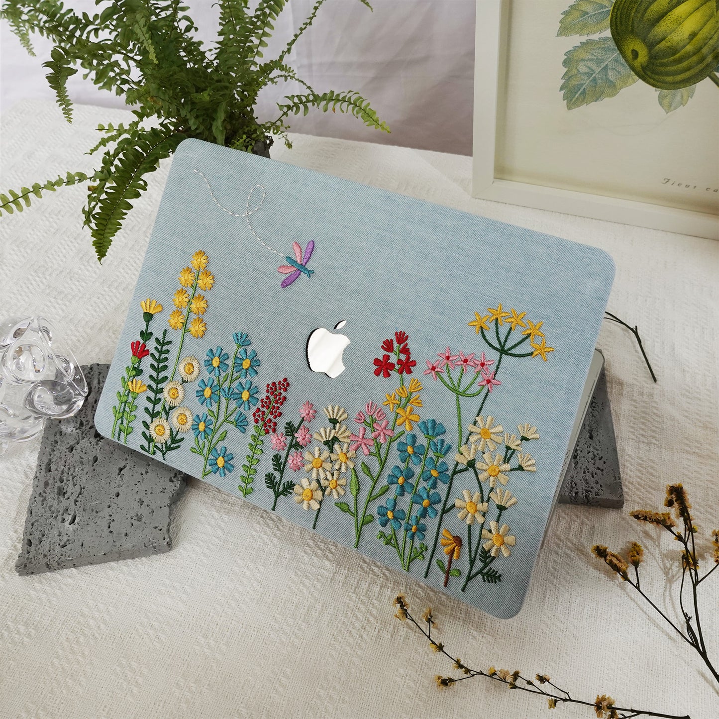 This is us Embroidery Series ♾ Colorful Floral Denim Mac Case