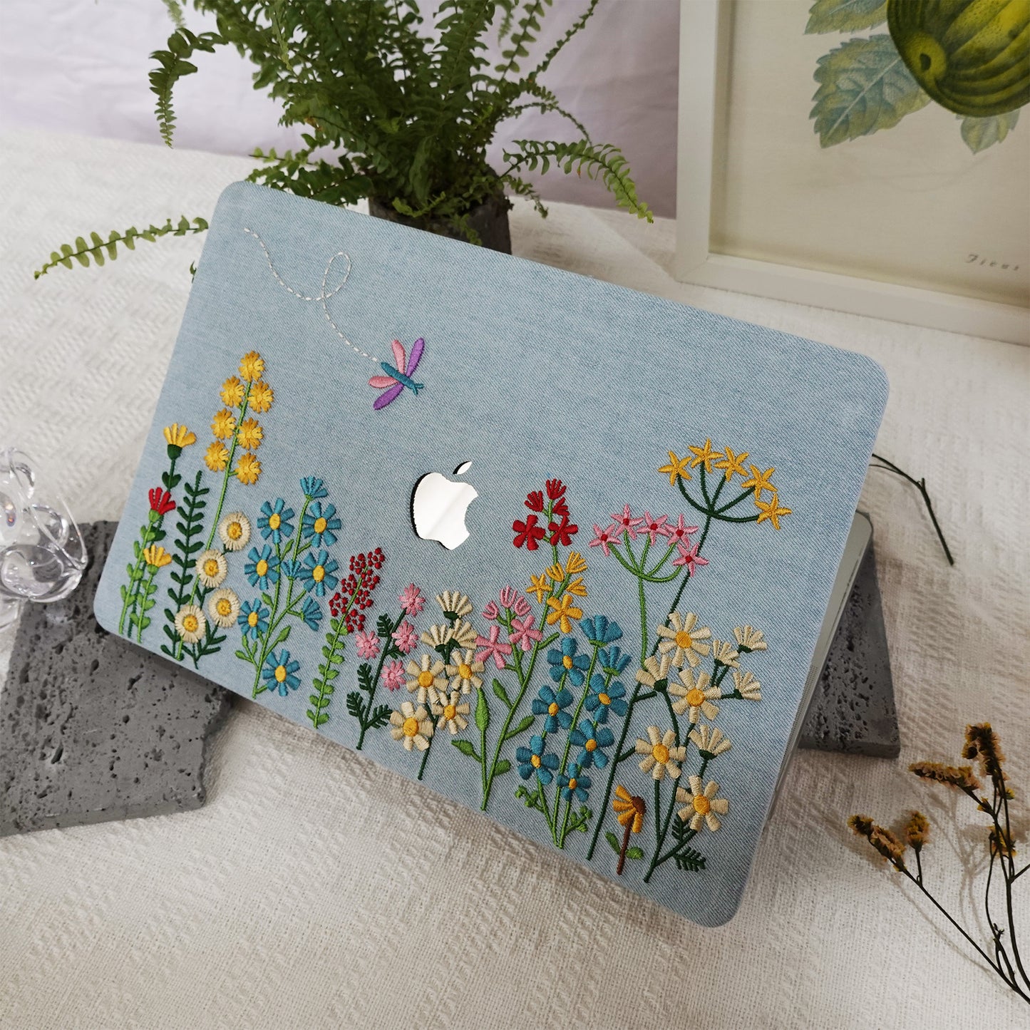 This is us Embroidery Series ♾ Colorful Floral Denim Mac Case