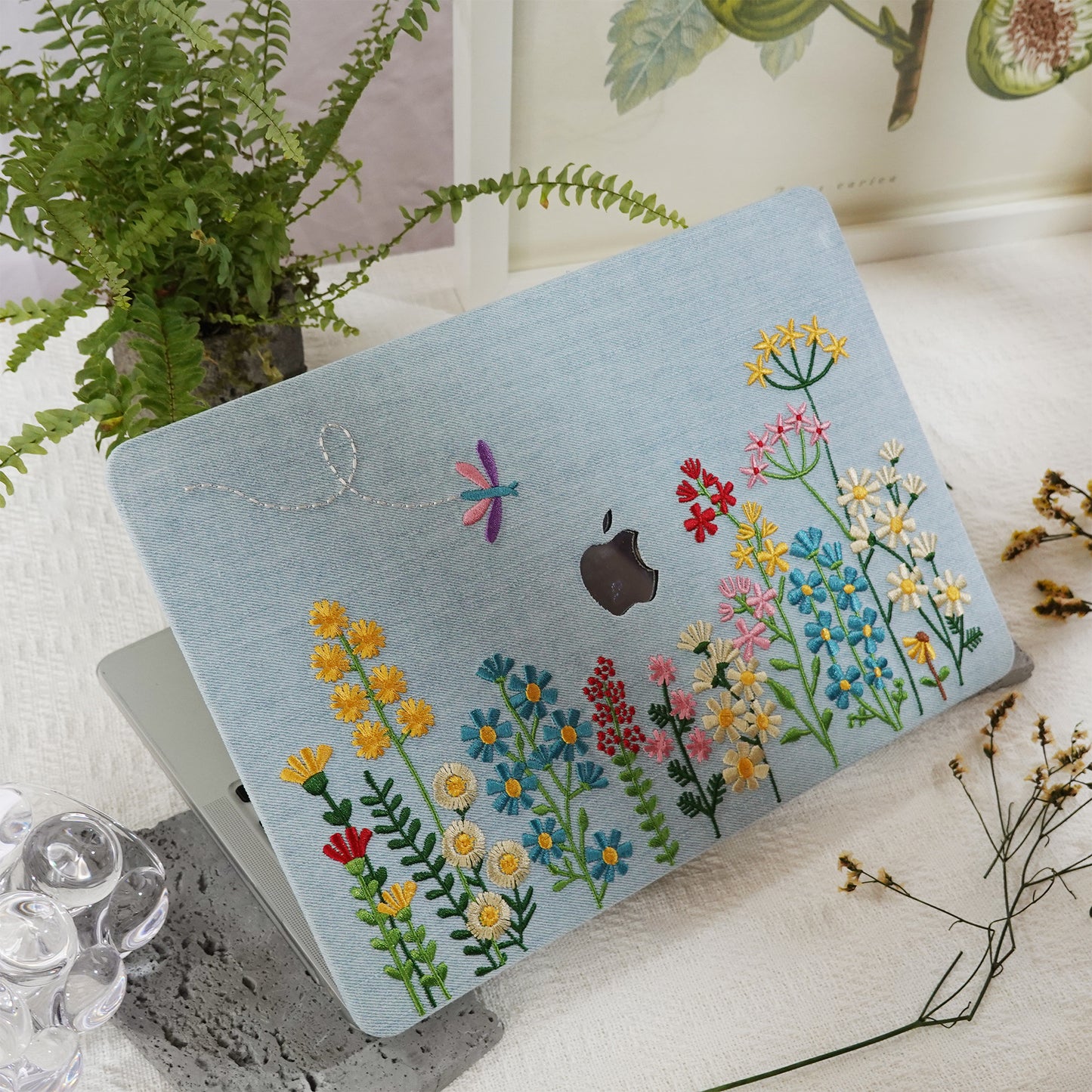 This is us Embroidery Series ♾ Colorful Floral Denim Mac Case