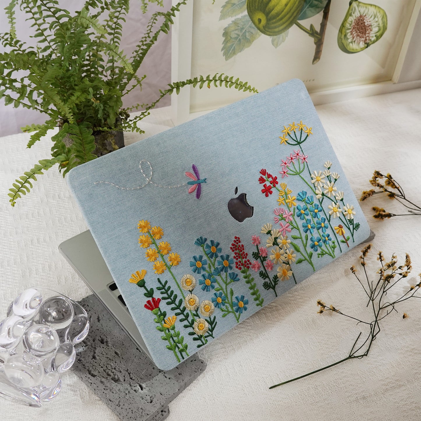 This is us Embroidery Series ♾ Colorful Floral Denim Mac Case