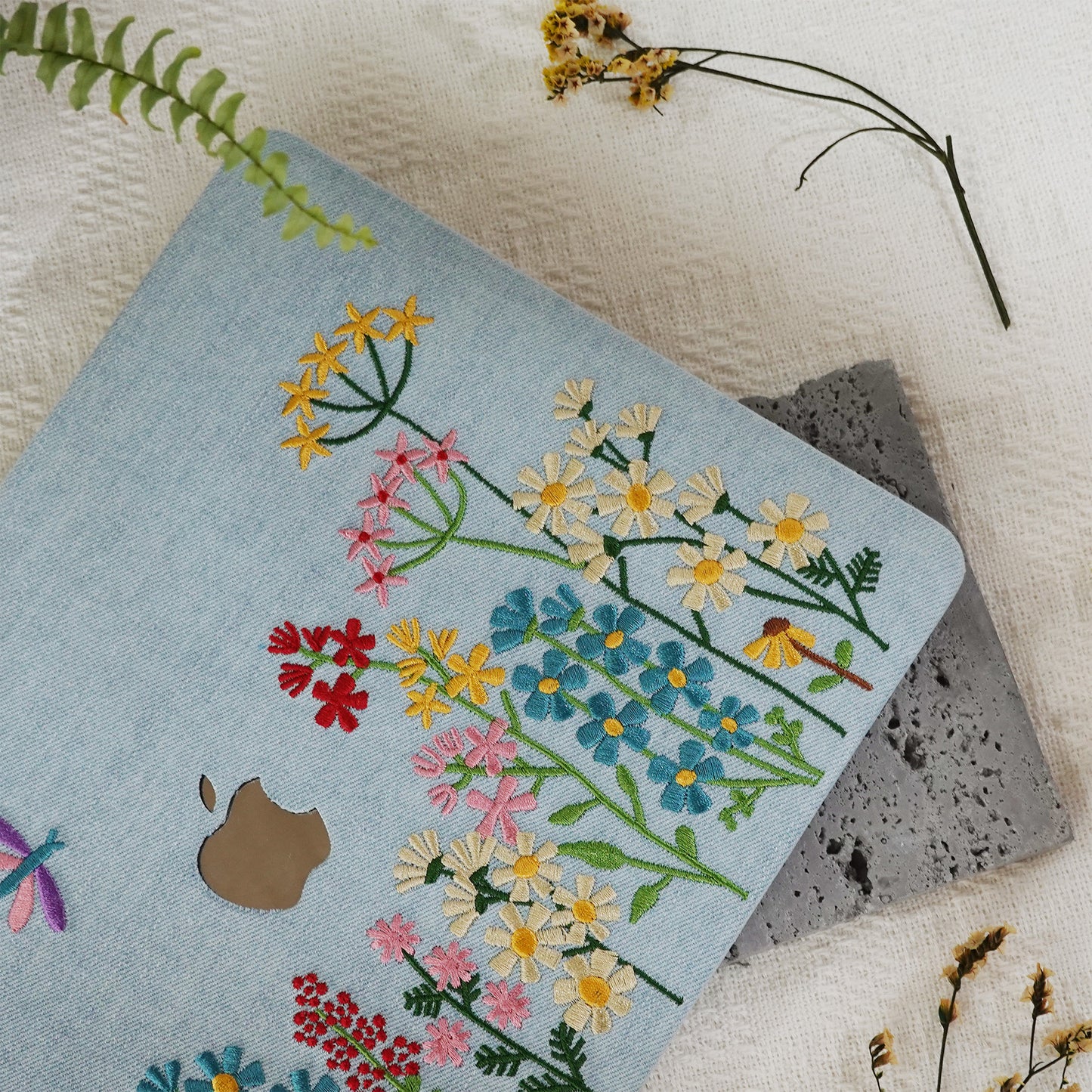 This is us Embroidery Series ♾ Colorful Floral Denim Mac Case