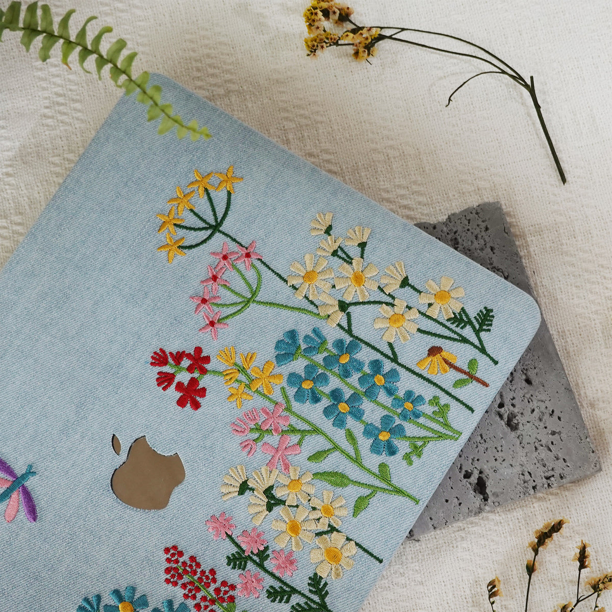 This is us Embroidery Series ♾ Colorful Floral Denim Mac Case