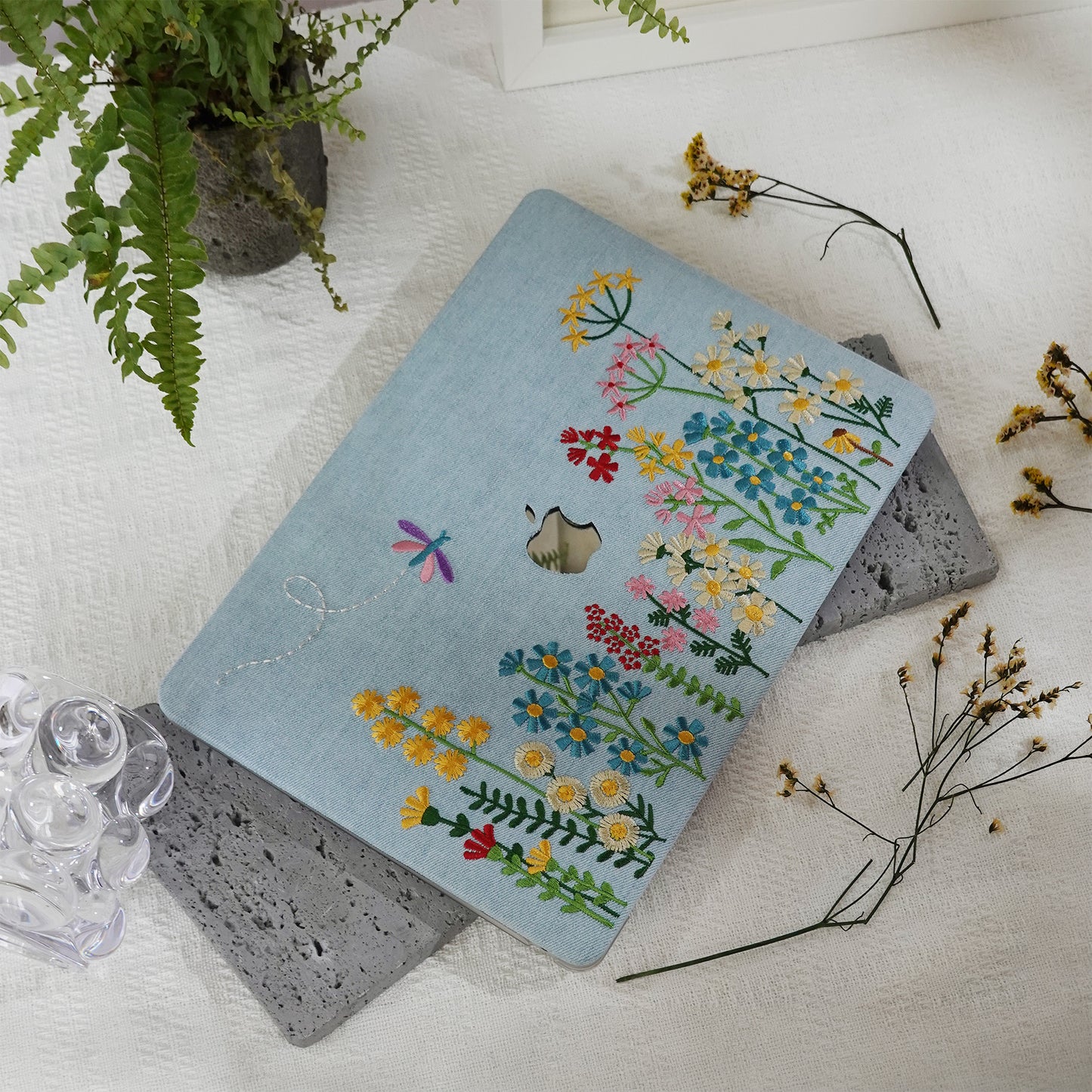 This is us Embroidery Series ♾ Colorful Floral Denim Mac Case