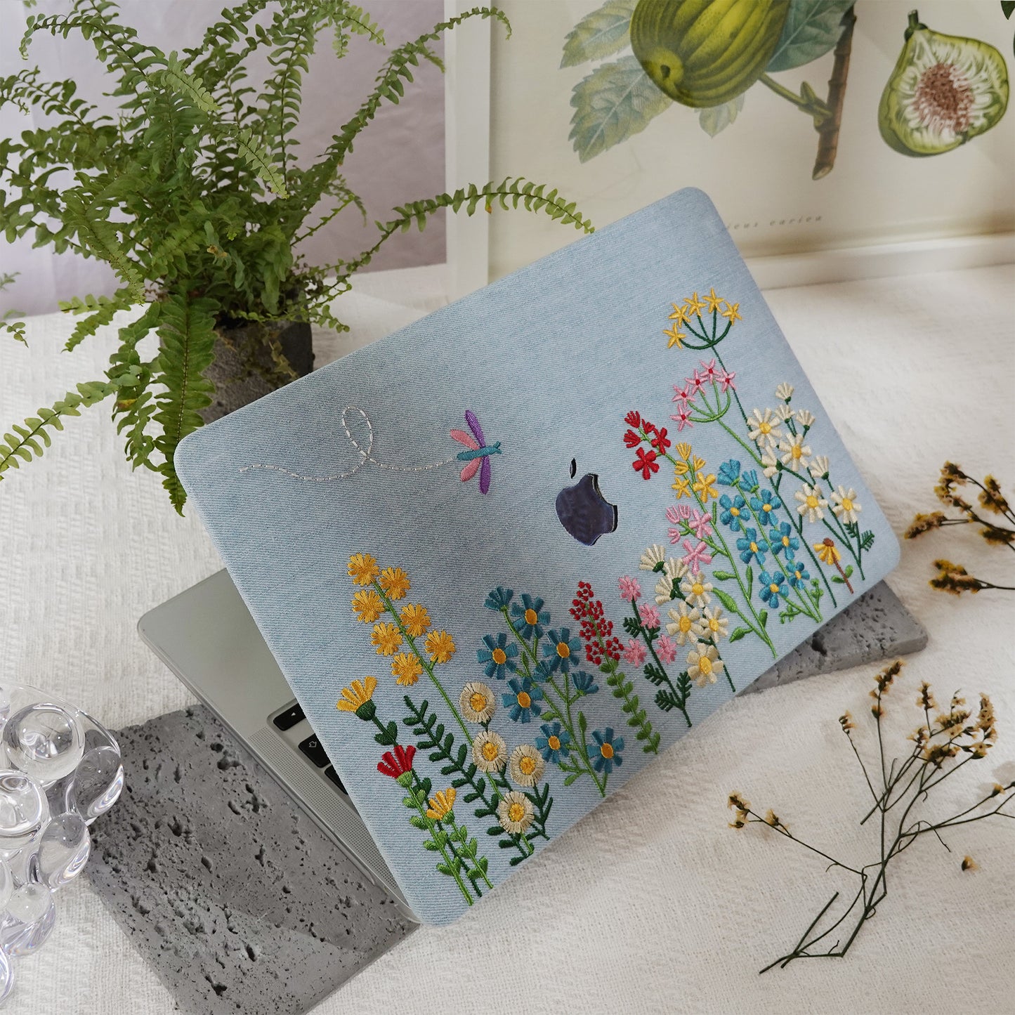 This is us Embroidery Series ♾ Colorful Floral Denim Mac Case