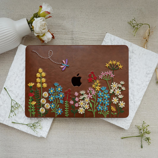 This is us Embroidery Series ♾ Colorful Floral Brown Mac Case