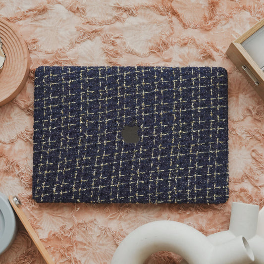 Plain Weave Chanel Style ♾ Deep Blue Yarn Woven Mac Case