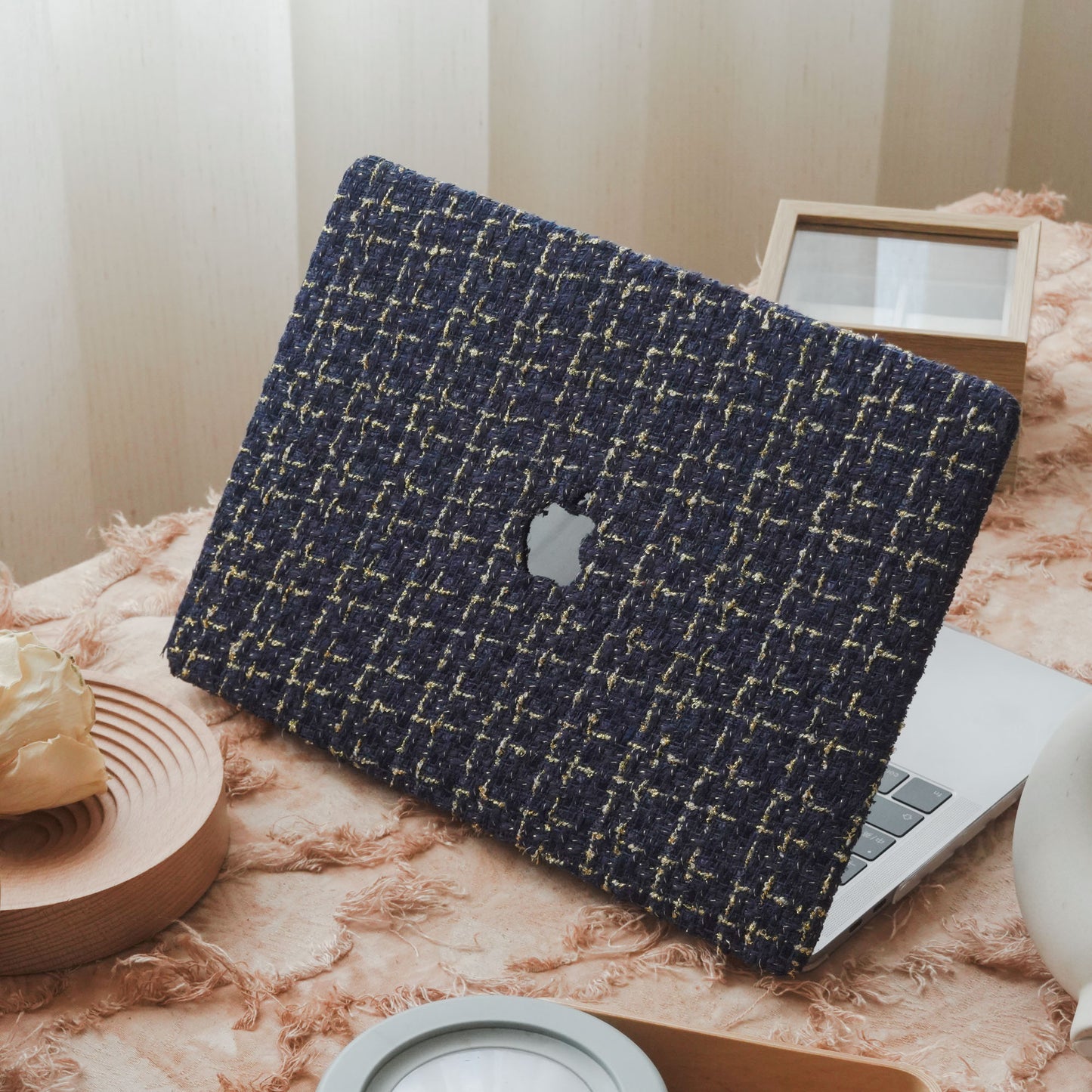 Plain Weave Chanel Style ♾ Deep Blue Yarn Woven Mac Case