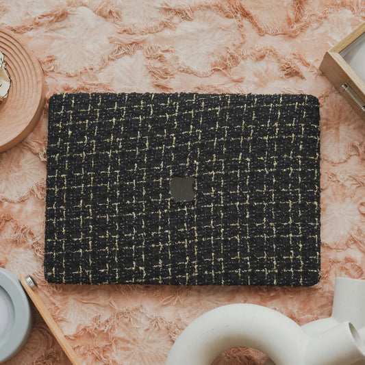 Plain Weave Chanel Style ♾ Pure Black Yarn Woven Mac Case