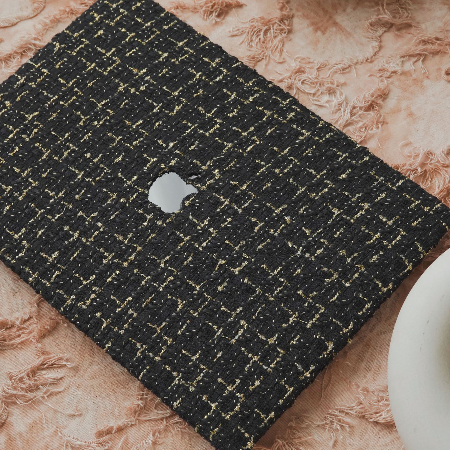 Plain Weave Chanel Style ♾ Pure Black Yarn Woven Mac Case