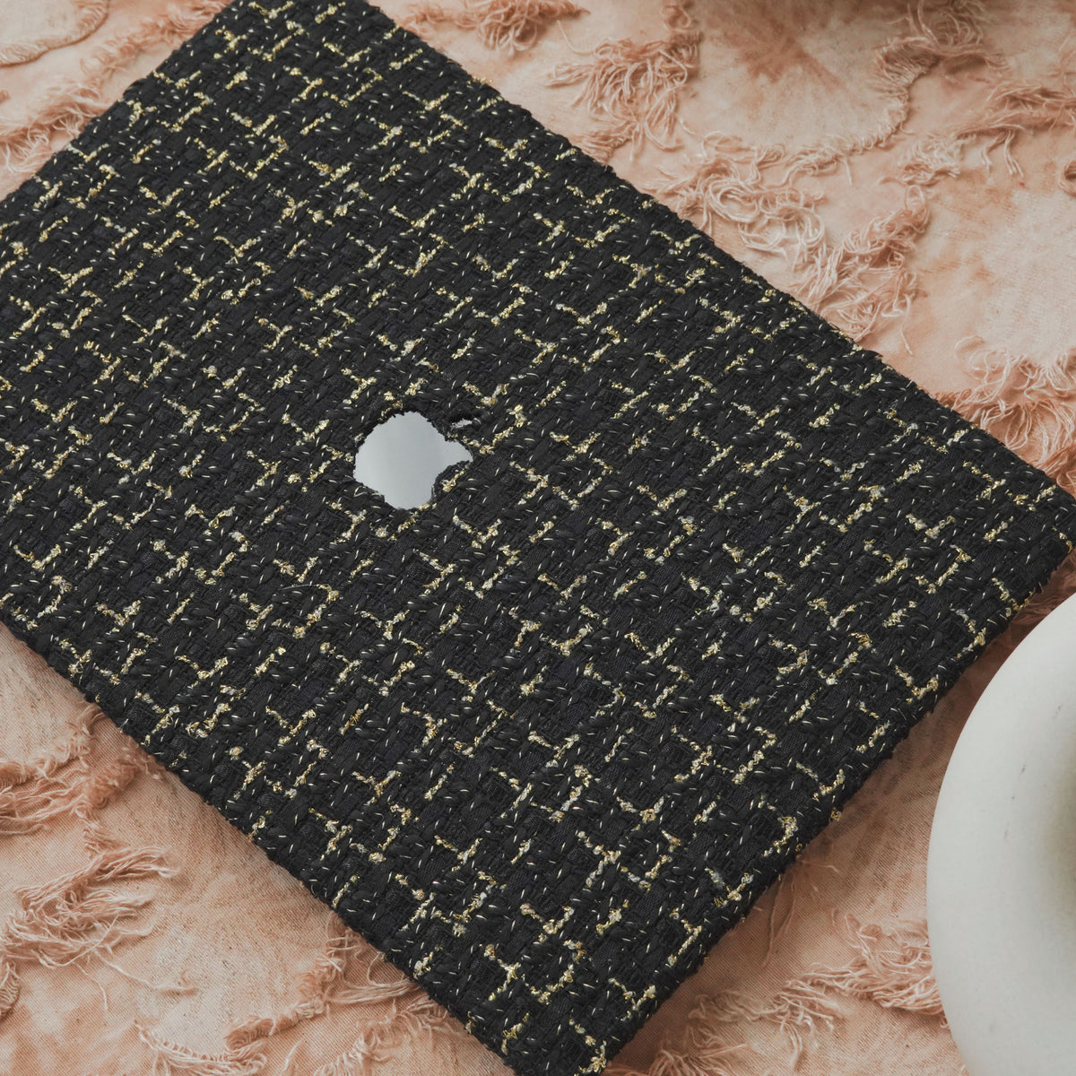 Plain Weave Chanel Style ♾ Pure Black Yarn Woven Mac Case