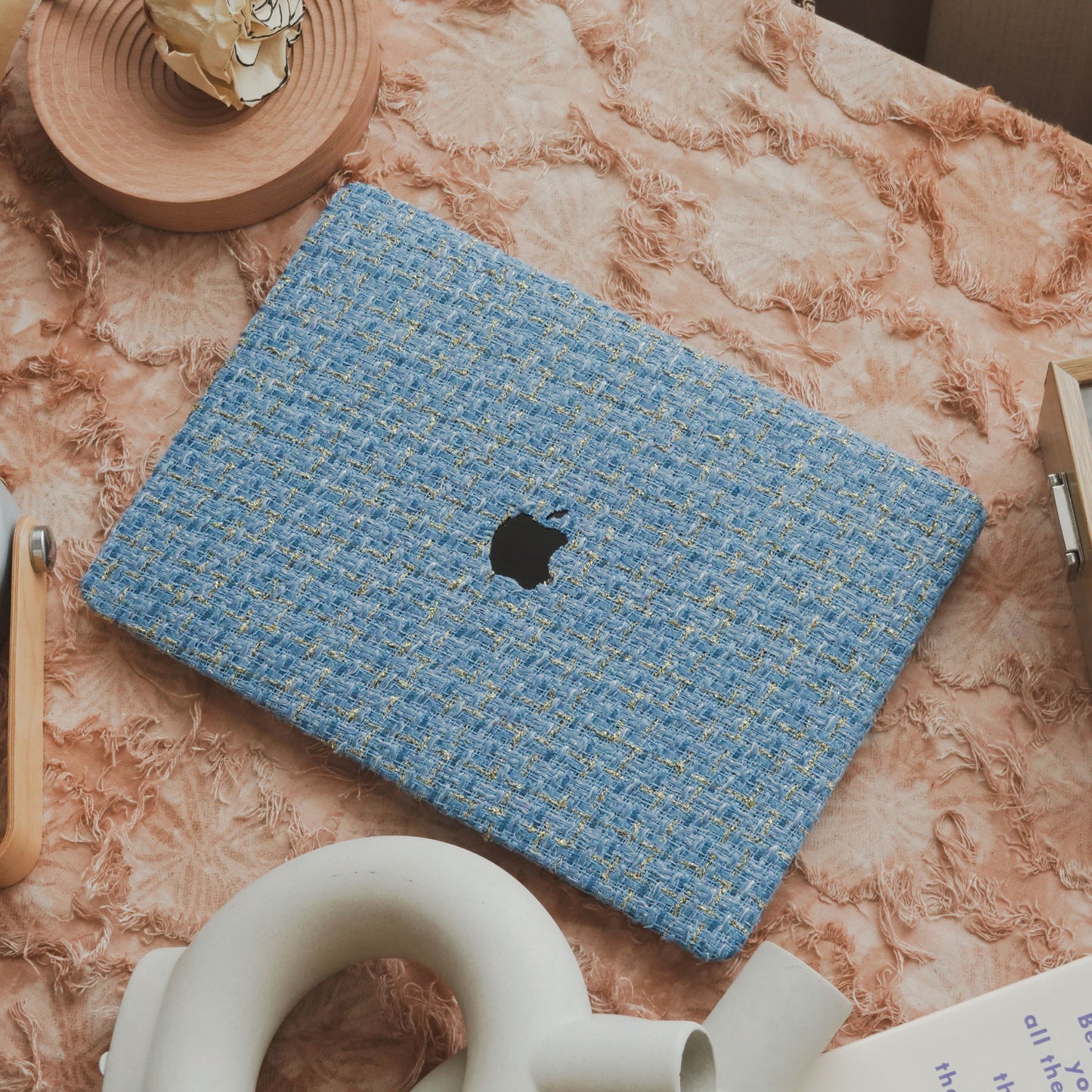 Plain Weave Chanel Style ♾ Sky Blue Yarn Woven Mac Case