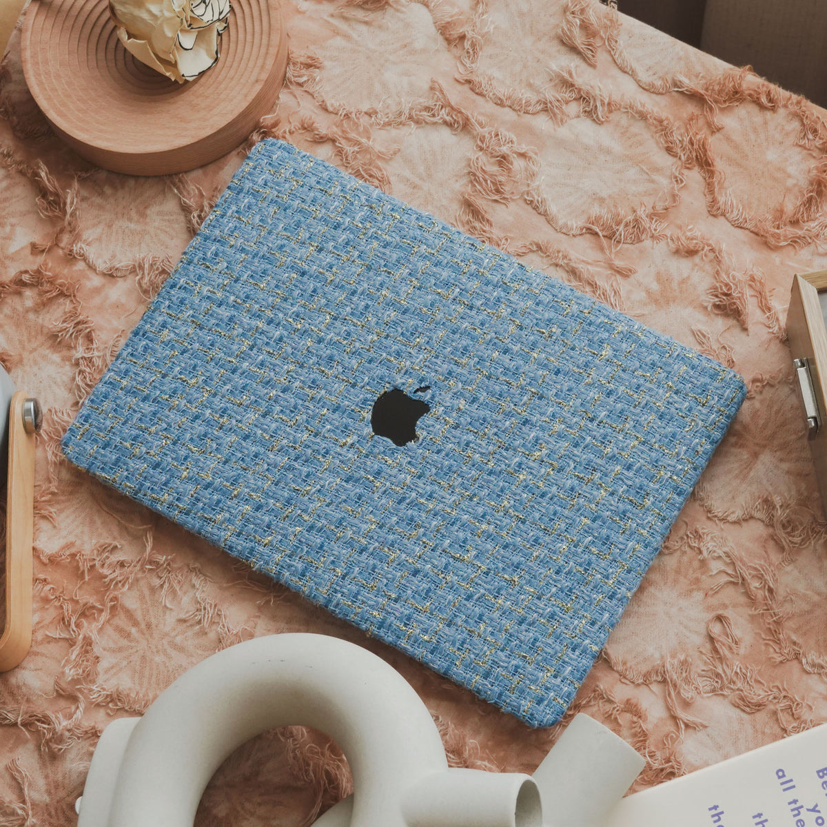Plain Weave Chanel Style ♾ Sky Blue Yarn Woven Mac Case