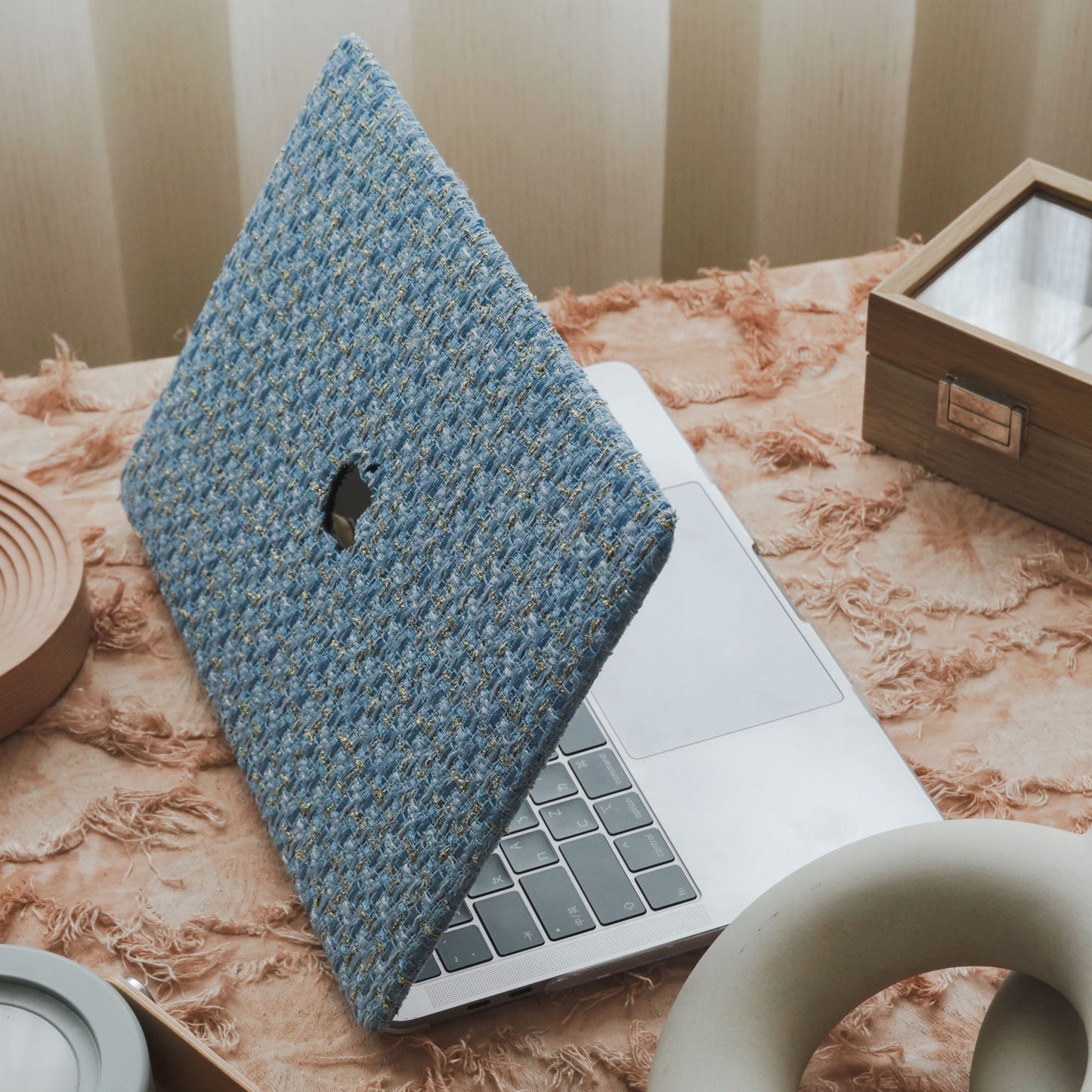 Plain Weave Chanel Style ♾ Sky Blue Yarn Woven Mac Case