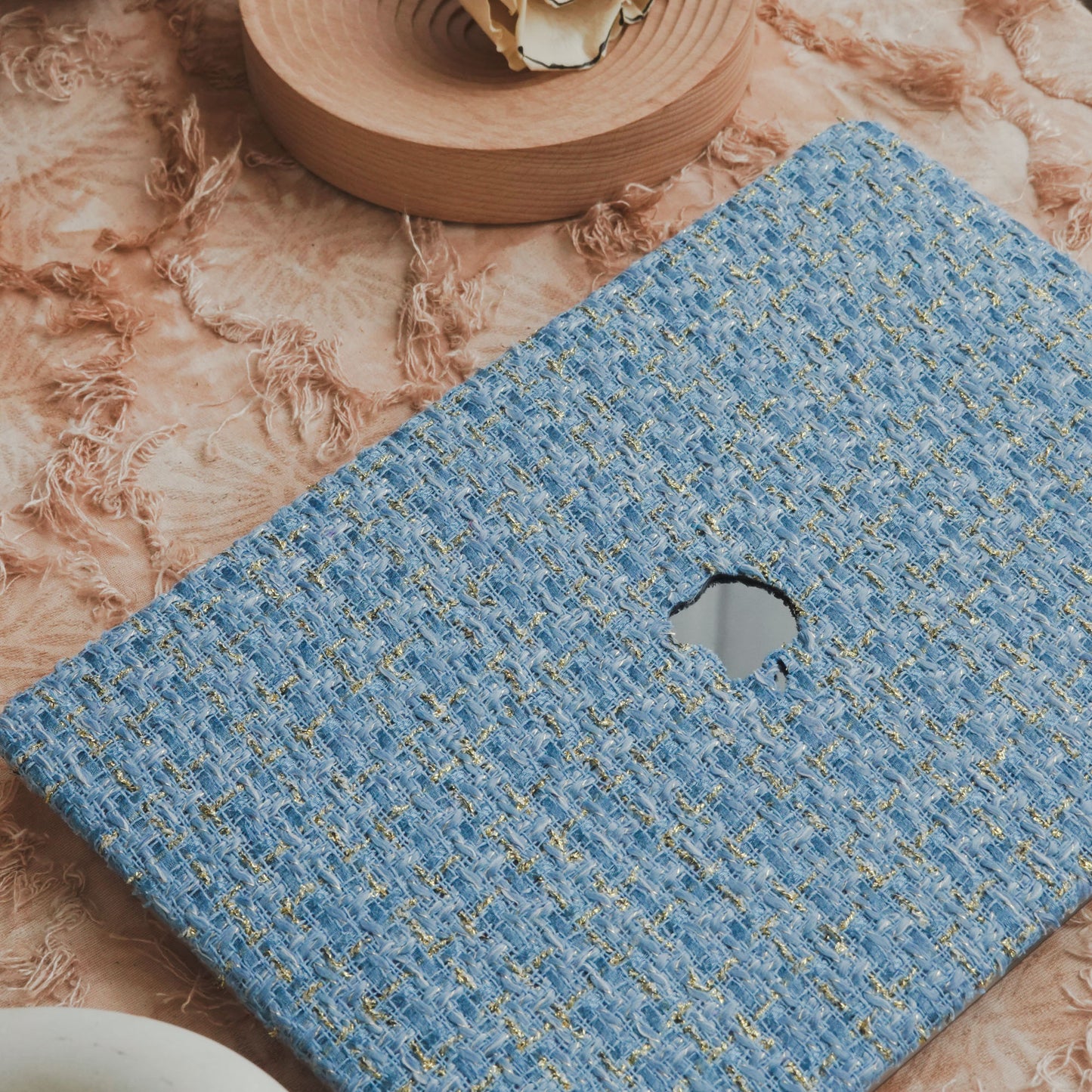 Plain Weave Chanel Style ♾ Sky Blue Yarn Woven Mac Case